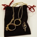Red Velvet Bag with two rings gold chain
