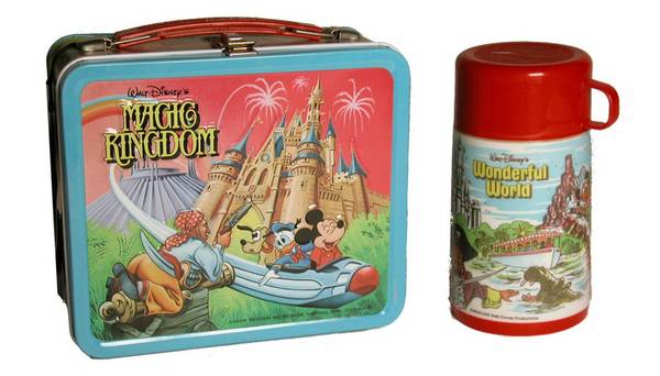 Disney Magic Kingdom Red Handle Lunchbox with Thermos, 1980