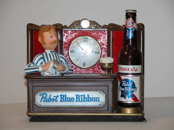 Pabst Blue Ribbon Beer Clock 11x12x5